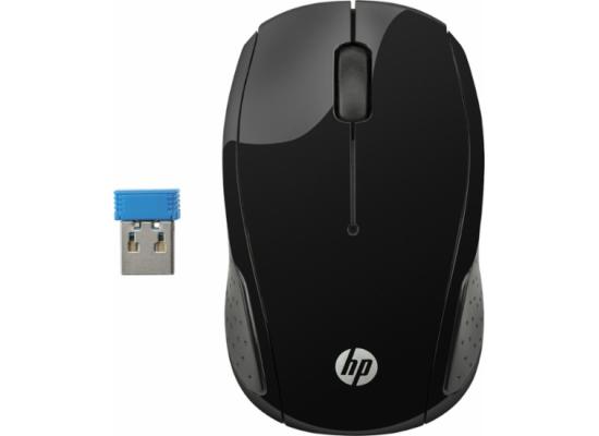 HP 200 USB Wireless Mouse with 1000 DPI Optical Sensor 2.4 GHz Wireless Cconnectivity Ambidextrous Design - Black